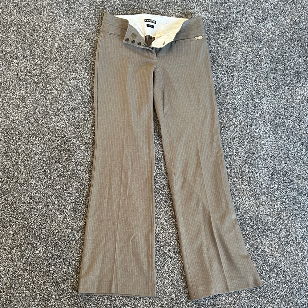 2R Express Tan Editor Pin Stripe Straight Leg Pants